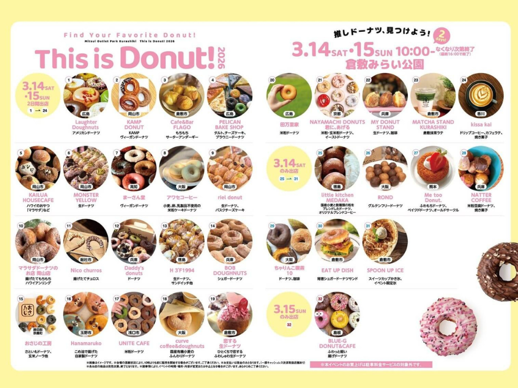 岡山県倉敷市の 倉敷みらい公園で開催される「This is Donut!」 に出店いたします